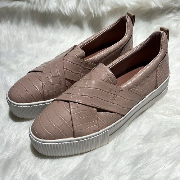 Halogen Blakely Platform Sneaker Leather Blush Pink 7.5M Croc Embossed. B74 - Picture 2 of 10